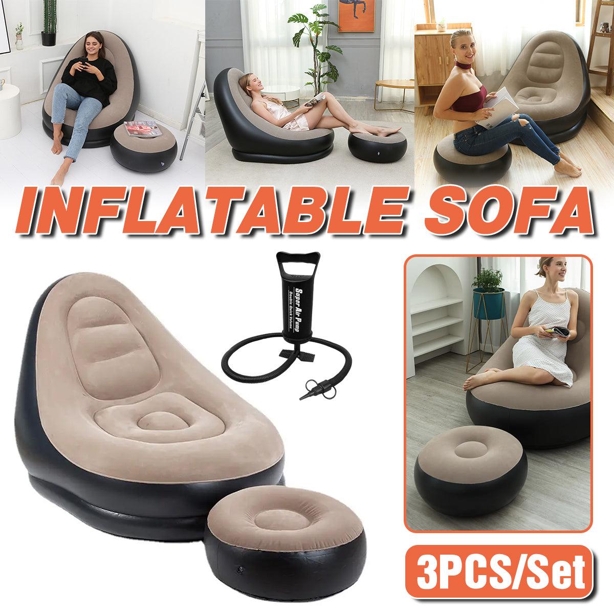 Inflatable Air Chair Seat Lazy Sofa Lounge Blow Up Ottoman Outdoor Couch